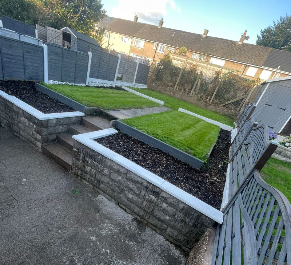 Lush green lawn after professional mowing and striping